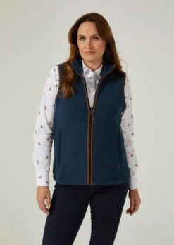 Aylsham Ladies Fleece Gilet In Blue Steel - Regular Fit -AlanPaine Shop ladies fleece gilet blue steel 2
