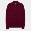Sutherland Lambswool 1/4 Zip Jumper In Bordeaux - Regular Fit 1 Sutherland Lambswool 1/4 Zip Jumper In Bordeaux - Regular Fit -AlanPaine Shop lambswool half zip jumper bordeaux