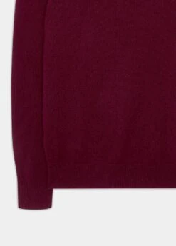 Sutherland Lambswool 1/4 Zip Jumper In Bordeaux - Regular Fit -AlanPaine Shop lambswool half zip jumper bordeaux 3