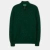 Sutherland Lambswool 1/4 Zip Jumper In Tartan Green - Regular Fit -AlanPaine Shop lambswool half zip jumper tartan green
