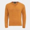 Streetly Men's V Neck Jumper In Gazelle - Classic Fit -AlanPaine Shop lambswool vee neck jumper Gazelle