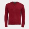 Streetly Men's V Neck Jumper In Magma - Classic Fit -AlanPaine Shop lambswool vee neck jumper magma