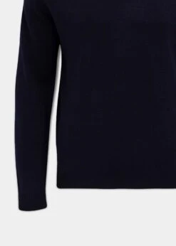 Streetly Men's V Neck Jumper In Navy - Classic Fit 7 Streetly Men's V Neck Jumper In Navy - Classic Fit -AlanPaine Shop lambswool vee neck jumper navy 3