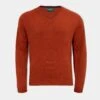 Streetly Men's V Neck Jumper In Tiger - Classic Fit -AlanPaine Shop lambswool vee neck jumper tiger