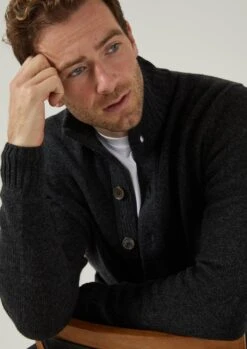 Landford Men's Lambswool Buttoned Jumper In Charcoal - Regular Fit 12 Landford Men's Lambswool Buttoned Jumper In Charcoal - Regular Fit -AlanPaine Shop landford mens buttoned lambswool jumper charcoal 4