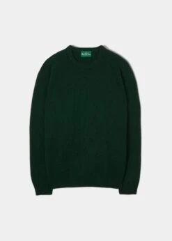 Lenzie Men's Lambswool Jumper In Tartan Green - Regular Fit