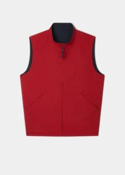 Lettoch Reversible Lightweight Summer Gilet In Navy And Red - Regular Fit -AlanPaine Shop ls2015 lettoch lightweight summer gilet navy red reverse