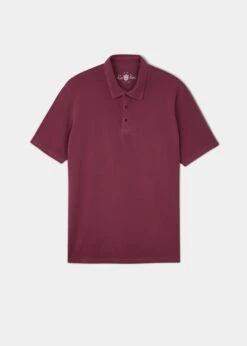 Tutbury Faded Dye Polo Shirt In Claret - Without Emblem
