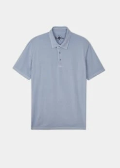 Tutbury Faded Dye Polo Shirt In Light Blue - Without Emblem