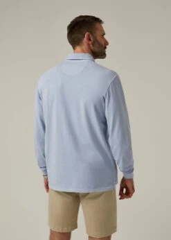 Storwood Long Sleeve Polo Shirt In Light Blue -AlanPaine Shop ls2202n storwood long sleeve faded dye jersey light blue 2