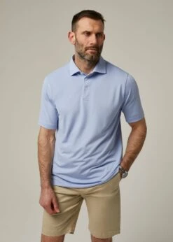 Rockbourne Performance Polo In Light Blue - Sports Fit -AlanPaine Shop ls2303 rockbourne short sleeve polo light blue 2