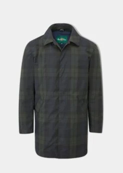 Landham 3/4 Length Coat In Navy Check