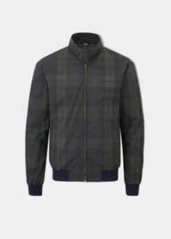 Letson Bomber Jacket In Navy Check