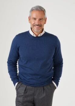 Radstone Men's Merino Wool Jumper In Indigo - Regular Fit -AlanPaine Shop mens Merino Wool Jumper Indigo 3