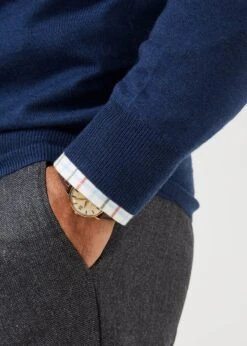 Radstone Men's Merino Wool Jumper In Indigo - Regular Fit -AlanPaine Shop mens Merino Wool Jumper Indigo 5