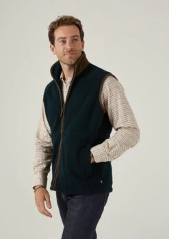 Aylsham Men's Fleece Gilet In Dark Navy - Regular Fit -AlanPaine Shop mens fleece gilet dark navy 3