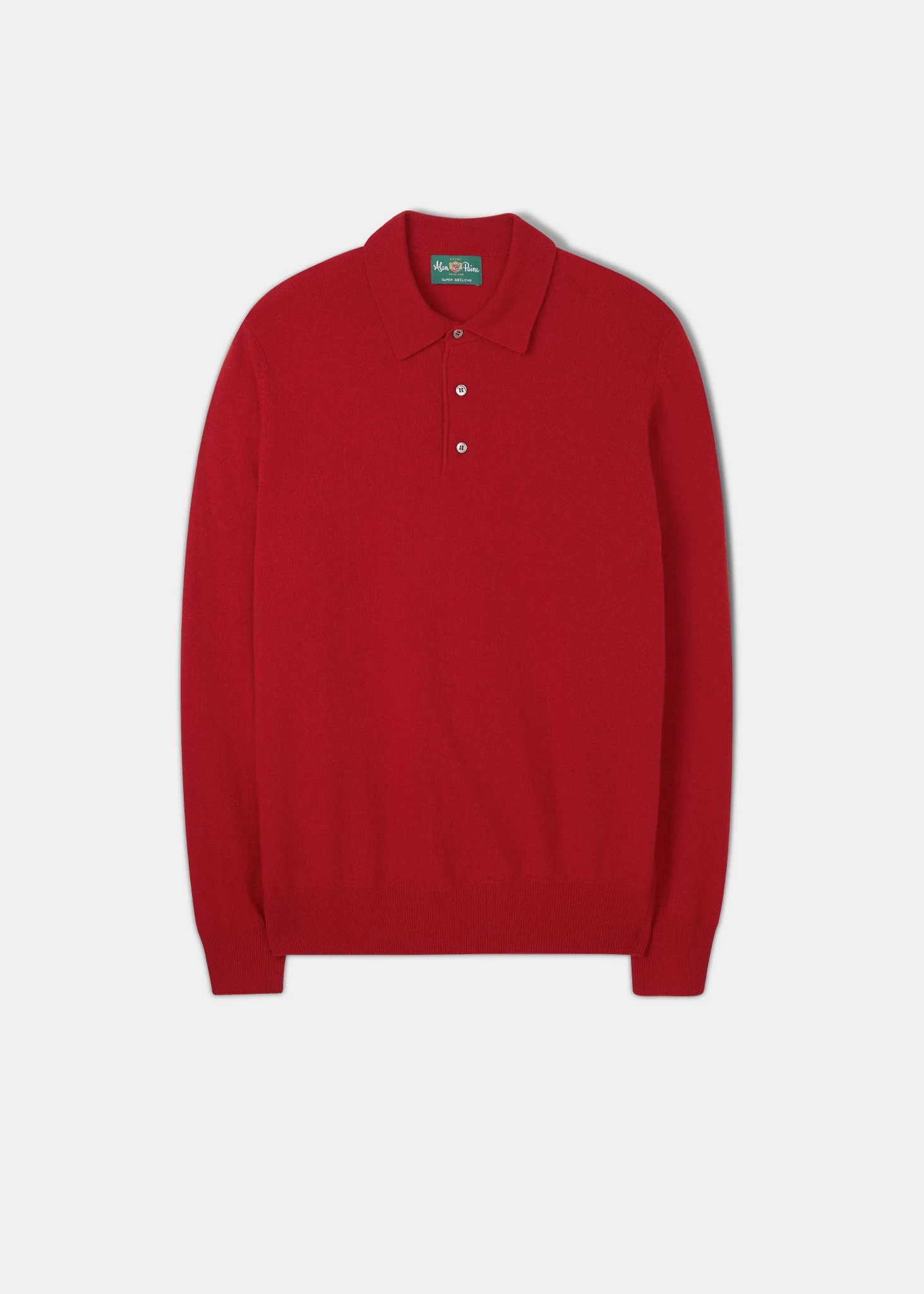 Men's Geelong Lambswool Long Sleeve Polo Shirt In Aztec- Regular Fit 3 Men's Geelong Lambswool Long Sleeve Polo Shirt In Aztec- Regular Fit