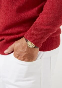 Brisbane Geelong Wool Jumper In Poppy Melange - Regular Fit 17 Brisbane Geelong Wool Jumper In Poppy Melange - Regular Fit -AlanPaine Shop mens geelong wool jumper poppy melange 5