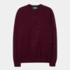 Lenzie Men's Lambswool Jumper In Bordeaux - Regular Fit -AlanPaine Shop mens lambswool jumper bordeaux lenzie 1