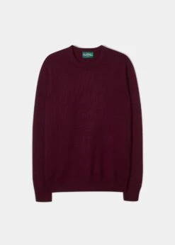 Lenzie Men's Lambswool Jumper In Bordeaux - Regular Fit