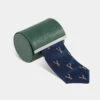 Ripon Silk Country Tie In Navy - Deer Design -AlanPaine Shop mens ripon silk country tie deer design navy