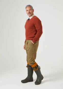 Streetly Men's V Neck Jumper In Tiger - Classic Fit -AlanPaine Shop mens shooting tweed breeks elm 4 c171e96e deb4 4cde 9af8 ffbbf5853a51
