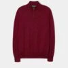 Barton Merino Wool 1/4 Zip Mock Jumper In Bordeaux - Regular Fit -AlanPaine Shop merino wool half zip jumper bordeaux