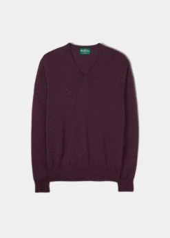 Millbreck Merino Wool Jumper In Black Grape - Regular Fit