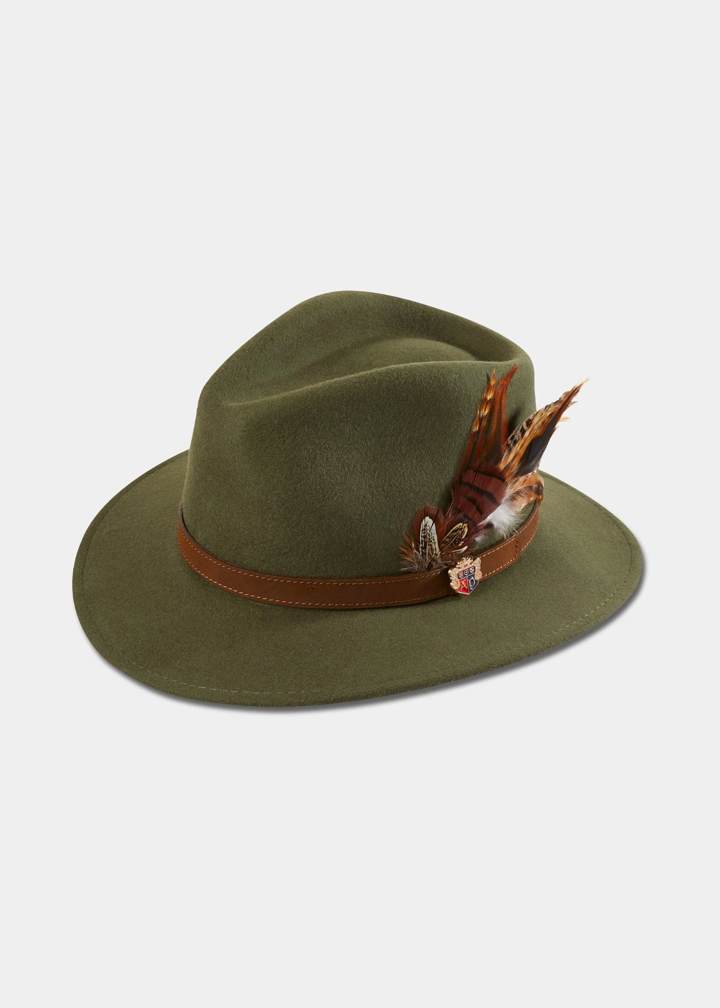 Richmond Ladies Felt Hat With Feather In Olive 3 Richmond Ladies Felt Hat With Feather In Olive