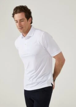 Rockbourne Performance Polo In White - Sports Fit -AlanPaine Shop rockbourne mens polo shirt white 1