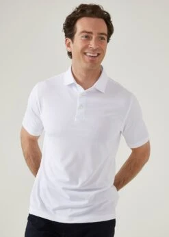 Rockbourne Performance Polo In White - Sports Fit -AlanPaine Shop rockbourne mens polo shirt white 2