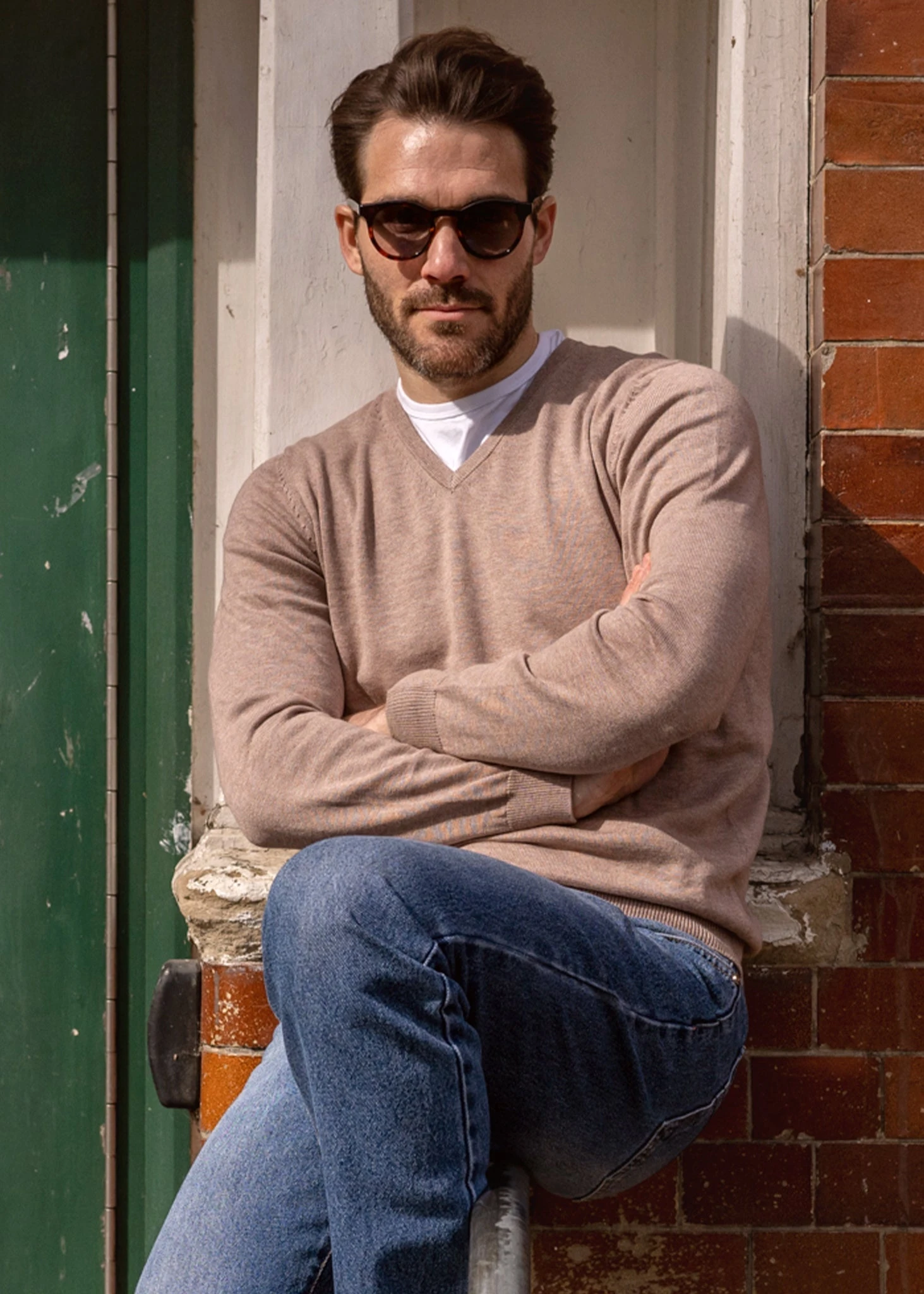 Rothwell Cotton Cashmere Jumper In Coffee 4 Rothwell Cotton Cashmere Jumper In Coffee - Image 2