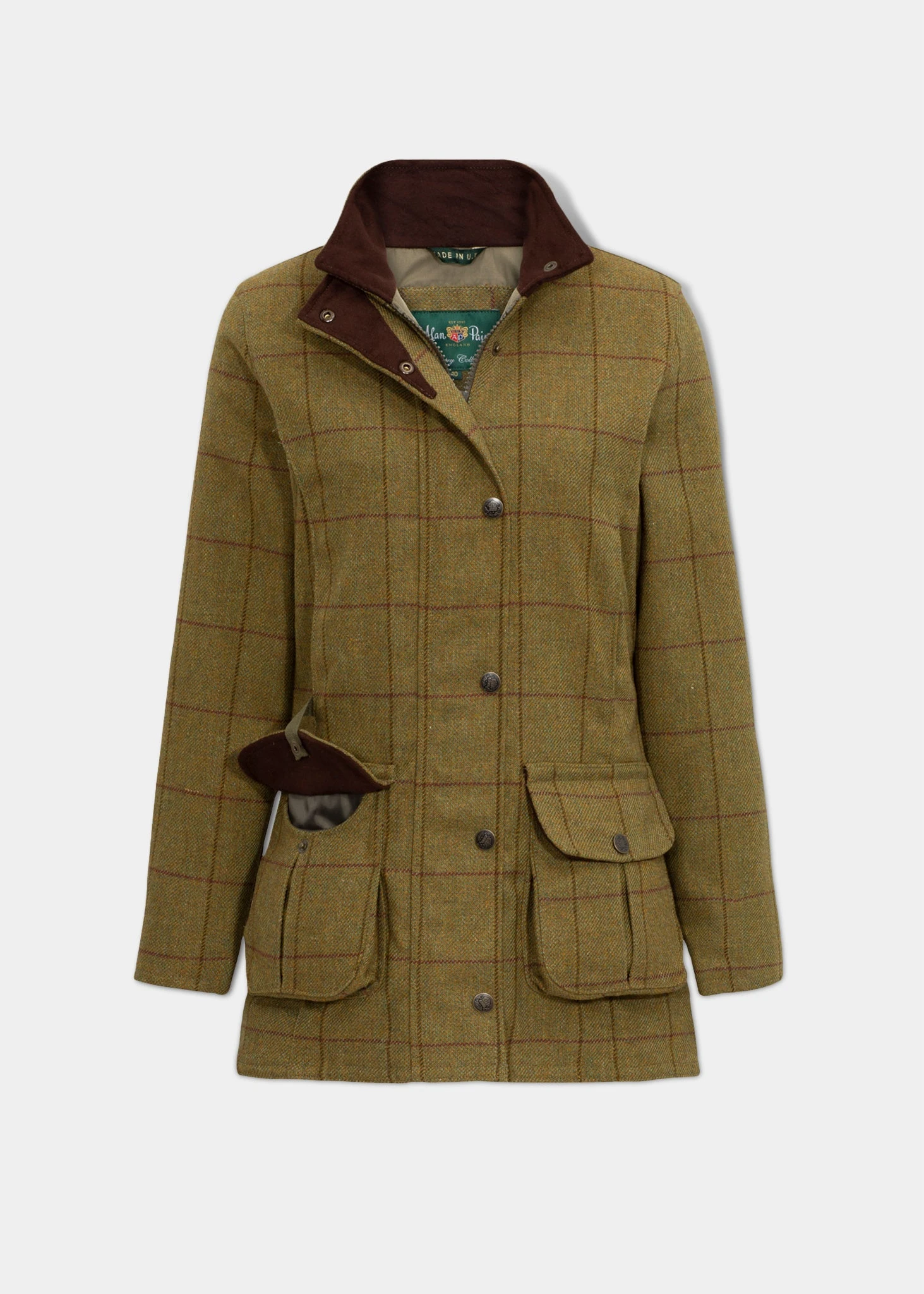 Rutland Ladies Tweed Waterproof Shooting Coat In Lichen 3 Rutland Ladies Tweed Waterproof Shooting Coat In Lichen