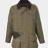 Rutland Men's Tweed Waterproof Shooting Coat In Dark Moss - Regular Fit -AlanPaine Shop rutland mens tweed waterproof shooting coat dark moss