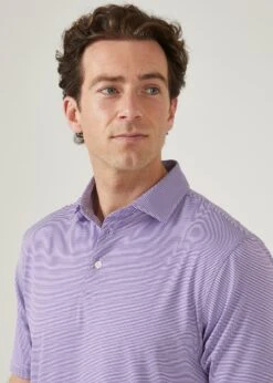 Waterbeach Striped Polo Shirt In Plum - Sports Fit -AlanPaine Shop waterbeach polyester polo shirt plum 2