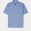 Waterbeach Striped Polo Shirt In Mid Blue - Sports Fit -AlanPaine Shop waterbeach short sleeve polo mid blue
